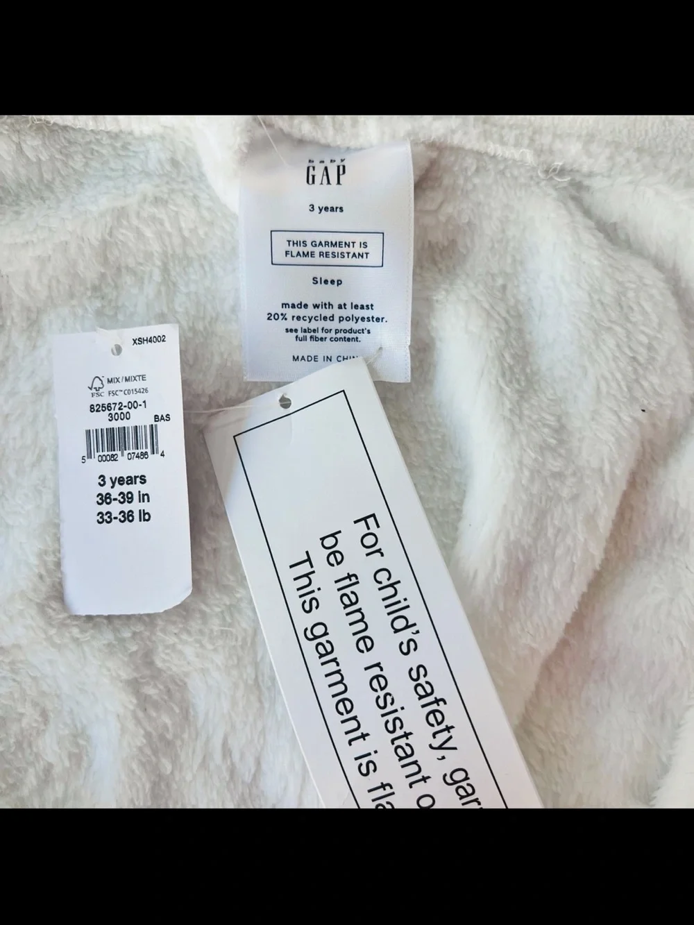 GAP Kids Plush Hooded Bathrobe in White